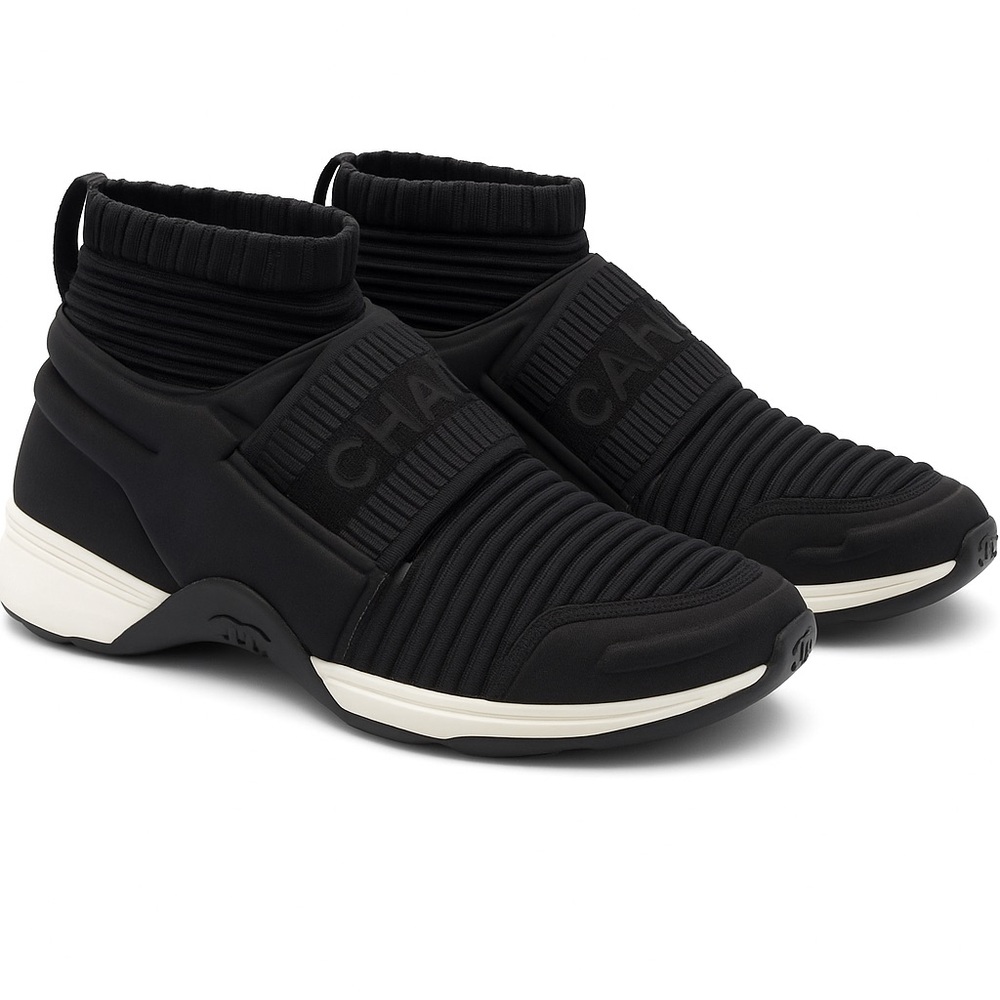 Chanel High-Top Slip-On Sneakers Black & White – Size 38 (US 8)